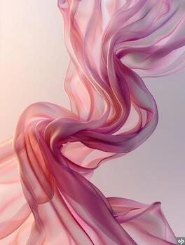 Elegant flowing pink and purple fabric captured in mid-air, creating a soft, ethereal, and dreamy visual effect. photo