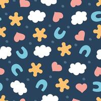 Cute pattern background with cloud, rainbow, love and star vector