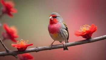colourful tiny finch stands on a branch, Bird Photography photo