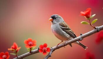 colourful tiny finch stands on a branch, Bird Photography photo