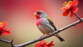 colourful tiny finch stands on a branch, Bird Photography photo