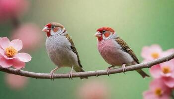 colourful tiny finch stands on a branch, Bird Photography photo
