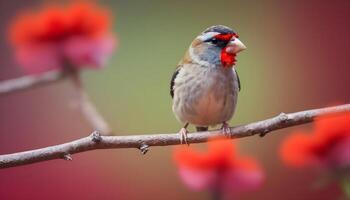 colourful tiny finch stands on a branch, Bird Photography photo
