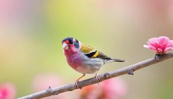colourful tiny finch stands on a branch , Bird Photography photo