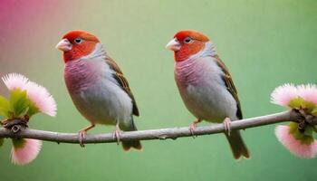 colourful tiny finch stands on a branch, Bird Photography photo