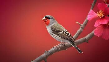 colourful tiny finch stands on a branch, Bird Photography photo