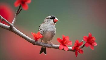 colourful tiny finch stands on a branch, Bird Photography photo