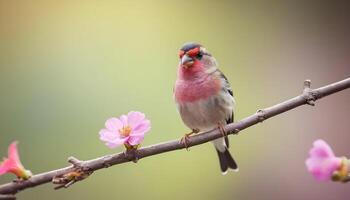 colourful tiny finch stands on a branch, Bird Photography photo