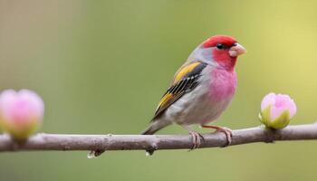colourful tiny finch stands on a branch , Bird Photography photo