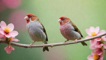 colourful tiny finch stands on a branch, Bird Photography photo