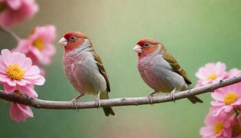 colourful tiny finch stands on a branch, Bird Photography photo