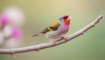 colourful tiny finch stands on a branch , Bird Photography photo