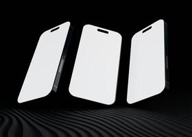 Mobile phone screen on black background mockup photo