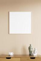Empty framed canvas for mockups and art illustrations photo