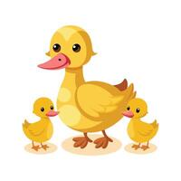 Cartoon happy mother duck and ducklings vector