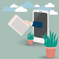 Online cv application. Resume submission on smartphone screen vector