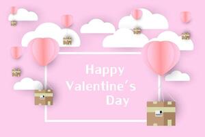 Balloon in a heart shape floating and Gift Box vector