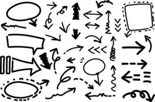 Hand drawn arrows set. Big set of flat arrows isolated on white background. vector