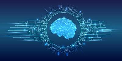 Creative brain concept background with digital artificial intelligence icon hologram 3D rendering. vector
