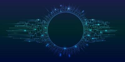 Molecules technology with polygonal shapes on dark blue background. vector