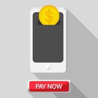 Mobile coins screen. line, 3d stroke isometric, color web icon vector