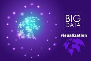 Big data visualization. Fractal element with lines and dots array vector