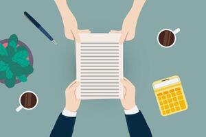 Hands Give Folder Document Papers Share Data Workplace Desk vector
