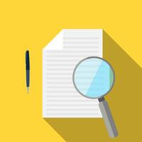 Flat line design website banner of document search vector