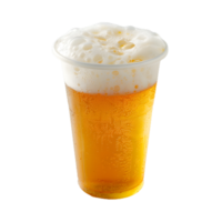 a glass of beer with ice and foam on top png