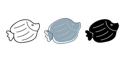 Set with fish in different colors. Doodle clip art for your projects. vector
