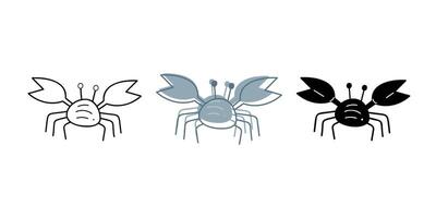 A small set with crayfish in different colors. Doodle clip art for your projects. vector