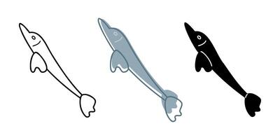 One fish in different colors. Doodle clip art for your projects. vector