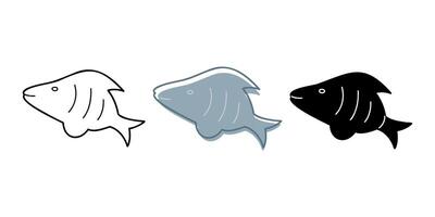 A small set with fish in different colors. Doodle clip art for your projects. vector