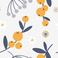 Seamless pattern with botanical elements of flowers or herbs, berries vector
