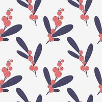 Seamless pattern with botanical elements of flowers or herbs, berries vector