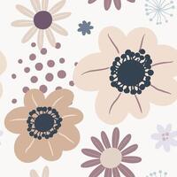 Seamless pattern with botanical elements of flowers or herbs, berries vector