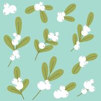 Collection of mistletoe branches and berries for printing, design, decoration vector
