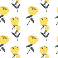 Seamless pattern with botanical elements of flowers or herbs, berries vector