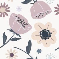 Seamless pattern with botanical elements of flowers or herbs, berries vector