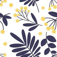 Seamless pattern with botanical elements of flowers or herbs, berries vector