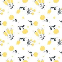 Seamless pattern with botanical elements of flowers or herbs, berries vector