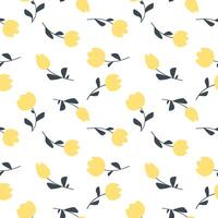 Seamless pattern with botanical elements of flowers or herbs, berries vector