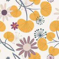 Seamless pattern with botanical elements of flowers or herbs, berries vector
