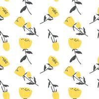 Seamless pattern with yellow flowers in the style of boho, vintage. vector