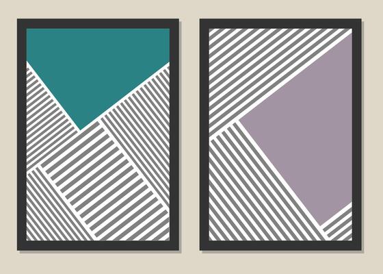 Abstract posters with geometric shapes, wall art.