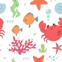 Seamless pattern with marine life vector