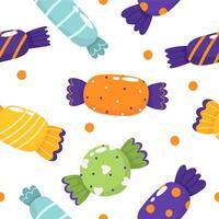 Seamless pattern with bright candies. Decorative background vector