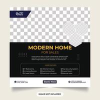 Modern home for sell social media post. real state home with facebook and instagram post or web banner template design. modern home with black color. vector