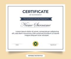 Vintage achievement certificate template. Simple vintage style certificate decoration and frame design for educational diploma. Modern certificate template in flat style. vector