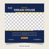 Dream home for sell social media post. real state home with facebook and instagram post or web banner template design. modern home with black and yellow color. eligant home for sales. vector